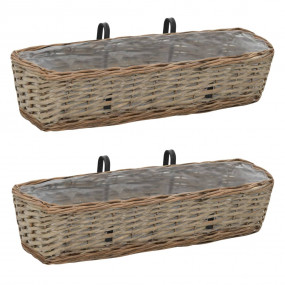 Balcony Planter Set of 2 Brown Wicker 23.6 in Hanging m...