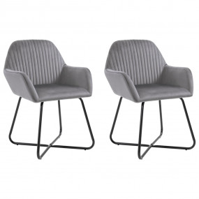 Dining Chair Set of 2 Gray Velvet Medium Ergonomic