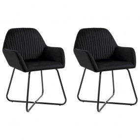 Dining Chair Set of 2 Black Velvet and powder-coated st...