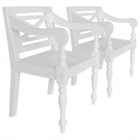 Chair Set of 2 White Solid Mahogany Wood Standard size ...