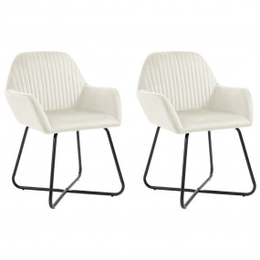 Dining Chair Set of 2 Cream Velvet Standard Ergonomic