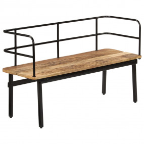 Bench Natural Brown, Black Solid Mango Wood, Powder-Coa...