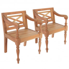 Chair Set of 2 Light Brown Solid mahogany wood Standard...