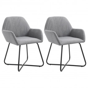 Dining Chair Set of 2 Light Grey Polyester Standard Erg...
