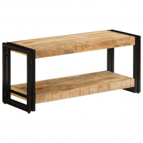 TV Stand Natural wood Solid Mango Wood and Powder-Coate...