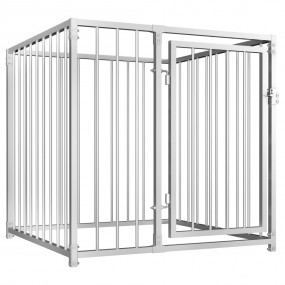 Dog Kennel Silver Steel 39.4 x 39.4 x 39.4 in Tough Dog...