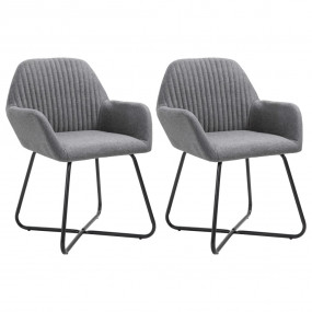 Dining Chair Set of 2 Dark Gray Fabric and powder-coate...
