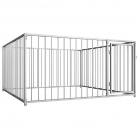 Dog Kennel Silver Steel 78.7x78.7x39.4 in Durable Dog K...