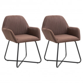 Dining Chair Set of 2 Brown Polyester Medium Modern
