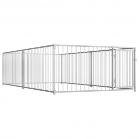 Dog Kennel Silver Steel 78.7 in x 157.5 in x 39.4 in Do...