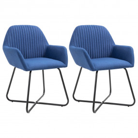 Dining Chair Set of 2 Blue Polyester and powder-coated ...