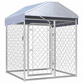 Dog Kennel Silver Galvanized steel, Polyethylene Large ...