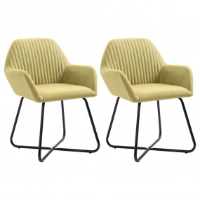 Dining Chair Set of 2 Green Polyester, Powder-Coated St...