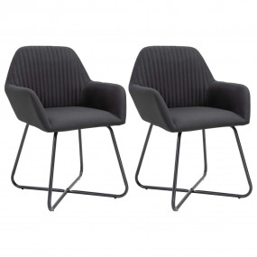 Dining Chair Set of 2 Black Fabric and powder-coated st...