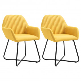 Dining Chair Set of 2 Yellow Polyester and Powder-Coate...