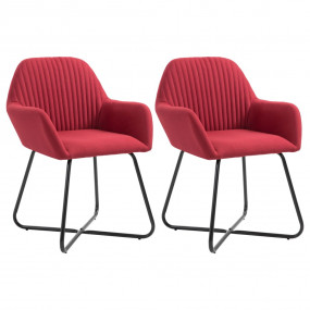 Dining Chair Set of 2 Wine red Fabric and powder-coated...