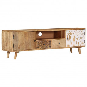 TV Stand Multicolor Solid Mango Wood 55.1 in TV Stand