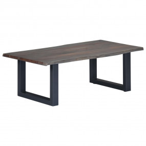 Coffee Table Grey Solid acacia wood, Powder-coated iron