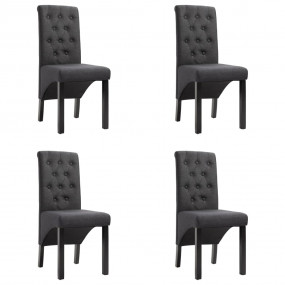 Dining Chair Set of 4 Dark Gray Fabric and Rubber Wood ...