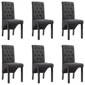 Dining Chair Set of 6 Dark Gray Fabric, Rubber wood Sta...