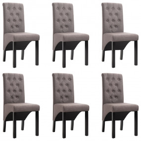 Dining Chair Set of 6 Taupe Fabric, Rubber wood Standar...