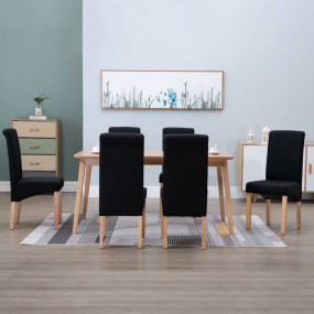 Dining Chair Set of 6 Black Fabric and wooden frame Sta...