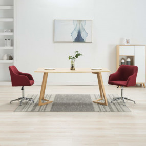 Dining Chair Set of 2 Wine Red Fabric Standard Swivel