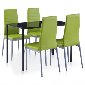 Kitchen Dining Set Green Toughened Glass 5 pieces Durab...