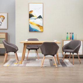 Dining Chair Set of 4 Taupe Polyester and solid wood St...