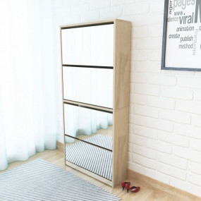 Shoe Rack Oak Engineered wood, Mirror 24.8x6.7x52.8 in ...