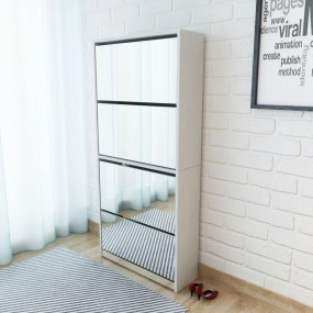 Shoe Rack White Engineered wood, mirror 24.8x6.7x52.8 i...