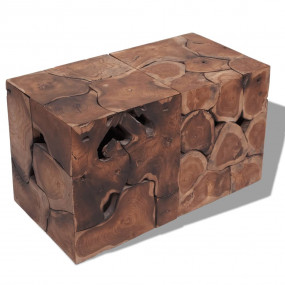 Stool Set of 2 Brown Solid teak Standard Durable Stool