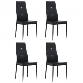 Dining Chair Set of 4 Black Faux leather, wooden frame,...