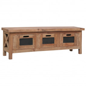 TV Cabinet Brown and black Solid mahogany wood Medium T...