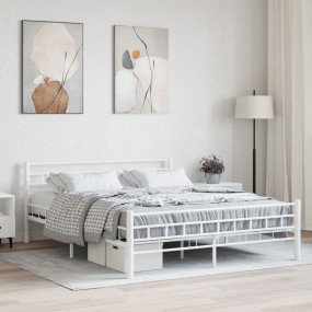 Bed Frame White Metal, Plywood Full Durable Bed Frame