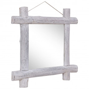 Mirror White Reclaimed wood, Glass 27.6 x 27.6 in