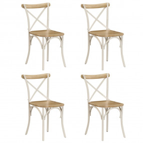Cross Chair Set of 4 White Solid Mango Wood, Steel Stan...