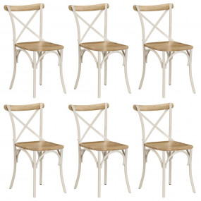 Cross Chair Set of 6 White Solid mango wood, steel