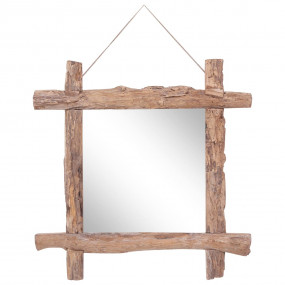 Mirror Natural Recycled Teak Wood 27.6 in Decorative In...