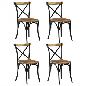 Cross Chair Set of 4 Multicolor Solid mango wood, Steel...