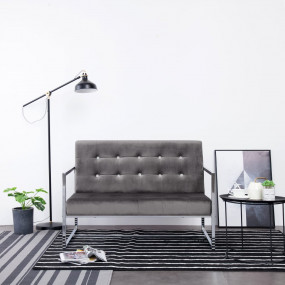 Armchair Dark Grey Polyester velvet, wood, chrome 2-sea...