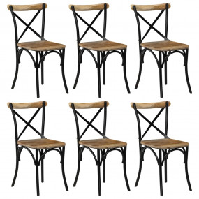 Cross Chair Set of 6 Black Solid Mango Wood Medium Dura...
