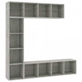 Book Cabinet Set of 3 Concrete Grey Engineered wood