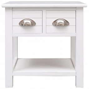Side Table White Paulownia Wood and MDF 15.7 x 15.7 x 1...