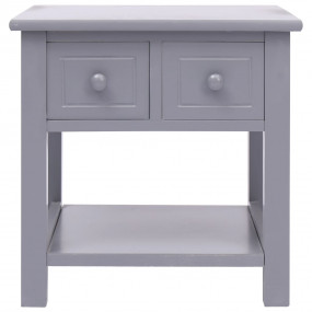 Side Table Grey Paulownia wood, MDF Small Side Table Sq...