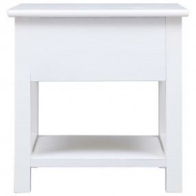 Side Table White Paulownia Wood, MDF 15.7 in Side Table...