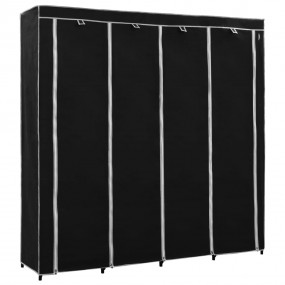 Wardrobe Black Iron frame and polyester fabric Large Wa...