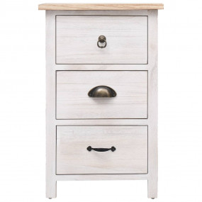 Side Cabinet White and wood color Paulownia wood
