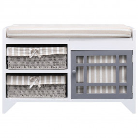 Hall Bench White and brown Paulownia wood and MDF
