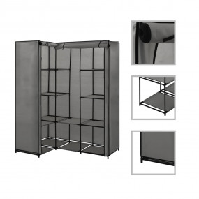 Wardrobe Gray Iron, Polyester Compact Corner Wardrobe
